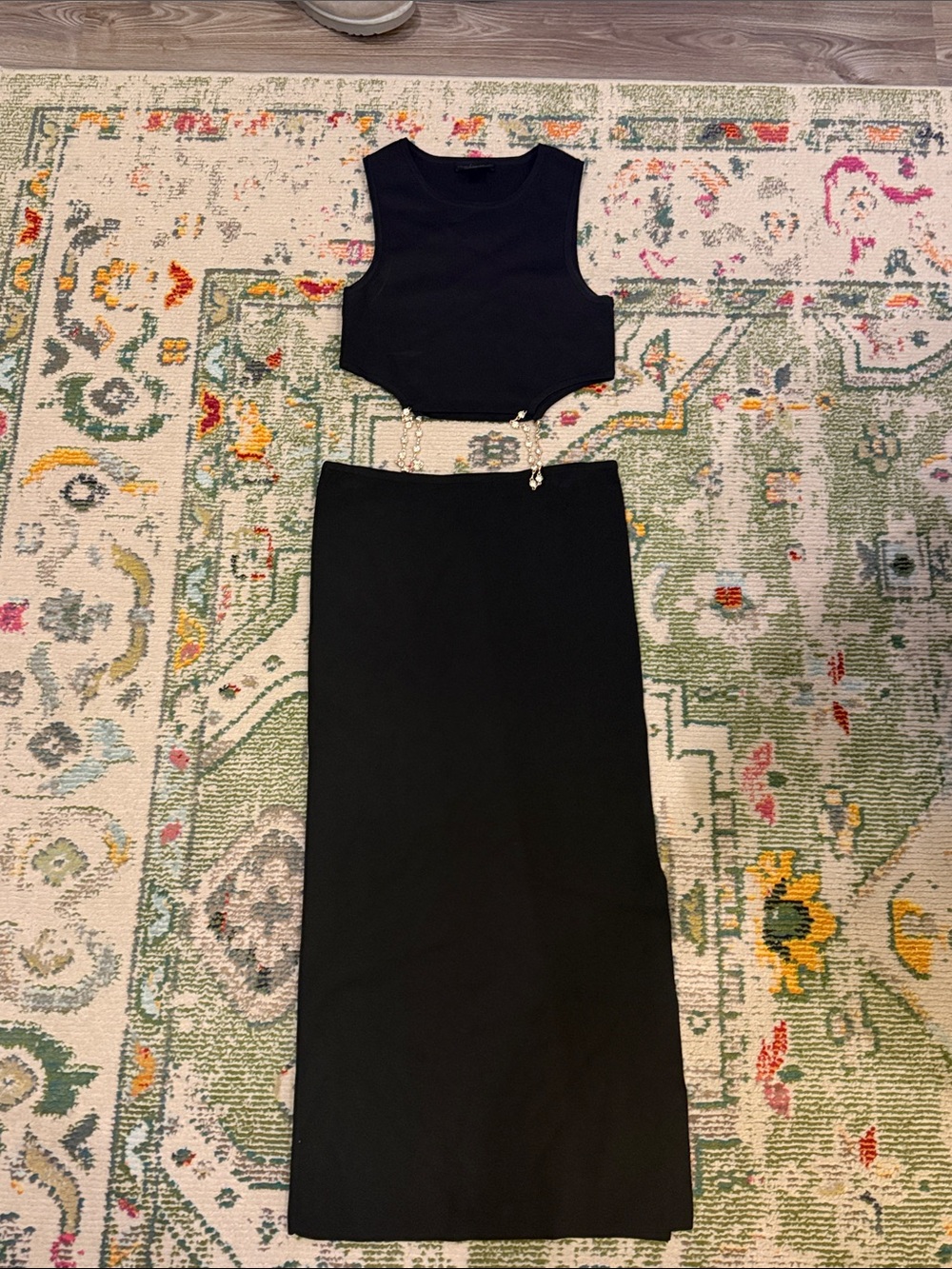 House of Harlow 1960 Two-Piece Maxi Skirt Set with Chain Detail
